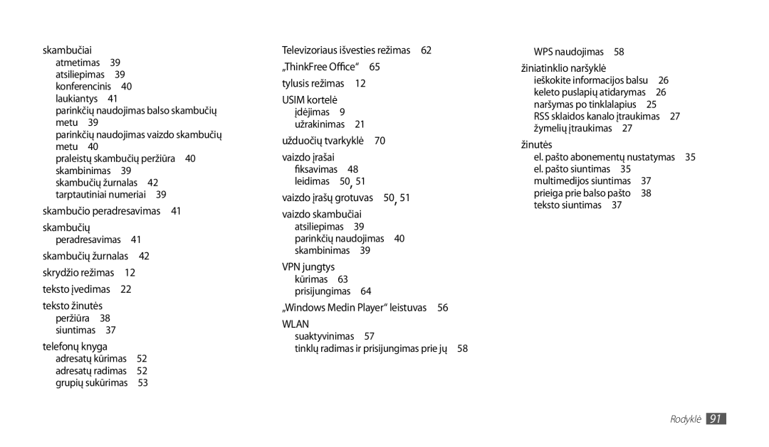 Samsung GT-P1000CWJSEB manual Tinklų radimas ir prisijungimas prie jų WPS naudojimas , El. pašto abonementų nustatymas  